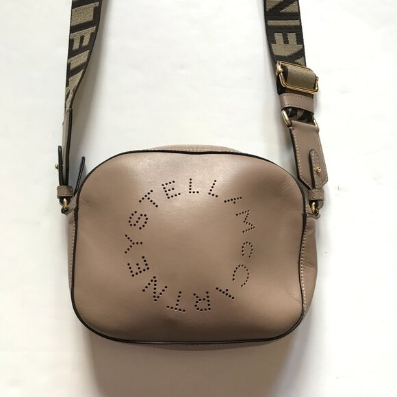Stella McCartney Logo Camera Bag Crossbody Purse Womens Moss Taupe Vegan Leather - Picture 5 of 16